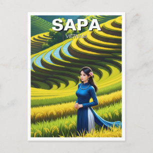 Vietnamese Woman in Sapa Travel Postcard