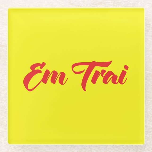 Vietnamese (Young) Brother - Em Trai ~ Tiếng Việt Glass Coaster (Front)
