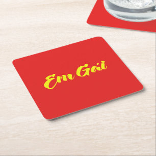 Vietnamese (Young) Sister - Em Gái ~ Tiếng Việt Square Paper Coaster