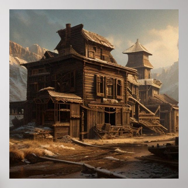 Vieux Abandonné 19e siècle salon beau Poster (Devant)