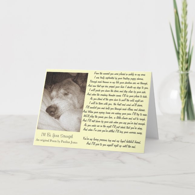 vieux akita chien sommeil carte poème de sympathie (Devant)