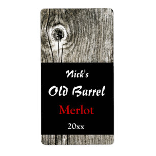 Vieux baril étiquette de vin de texture de bois