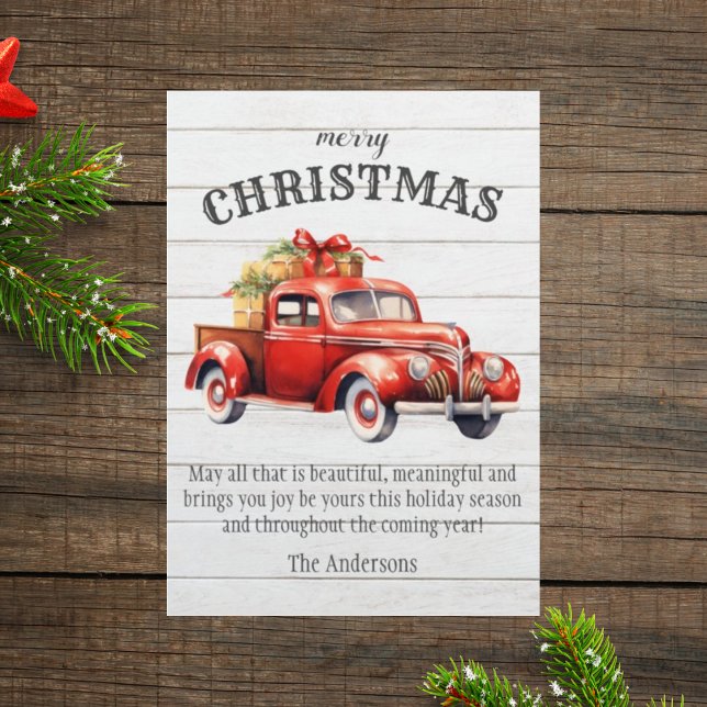 Vieux bois rustique rouge voiture carte de Noël (Créateur téléchargé)