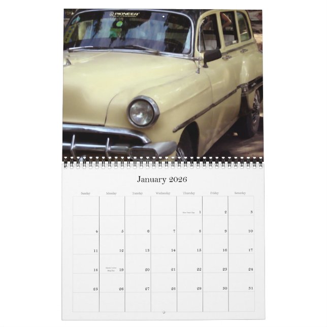 Vieux calendrier 2008 de voitures (Jan 2026)