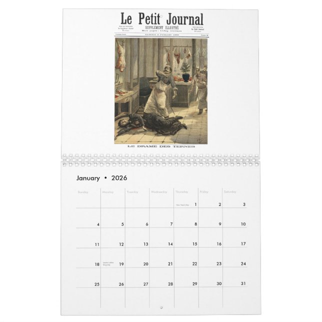 Vieux calendrier français de crime (Jan 2026)
