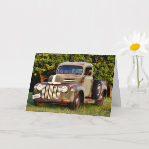 Vieux camionnette classique carte de billet de voi