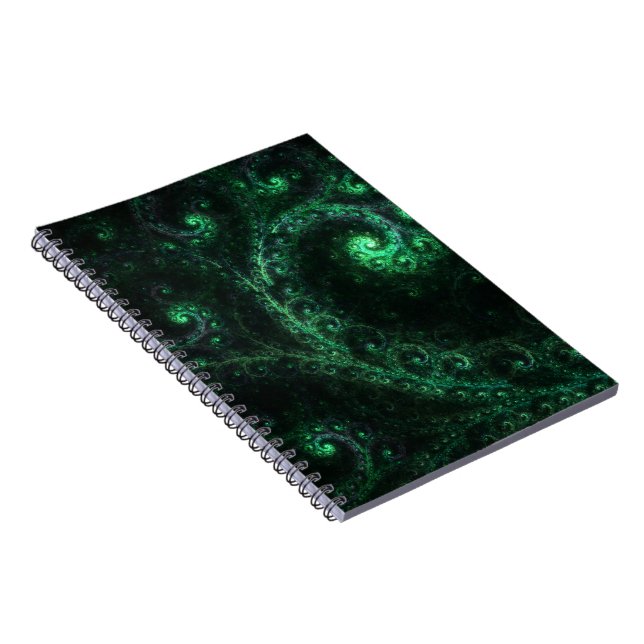 Vieux Carnet fractal spiral vert et noir (Côté Droit)