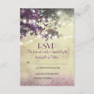 Vieux chêne violet lumières mariage cartes RSVP