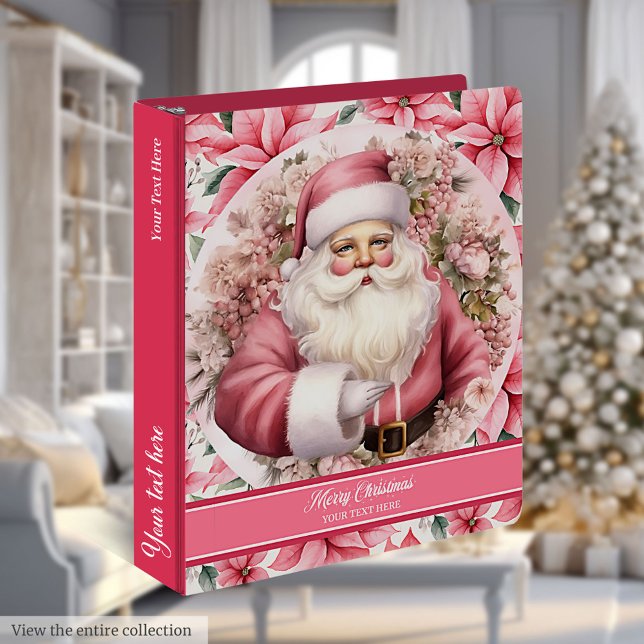 Vieux Classeur de recettes du Père Noël rose (Old Fashioned Pink Santa Claus Recipe Binder)