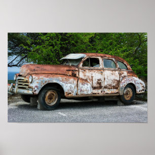 Vieux classique - rouillé poster de voiture vintag