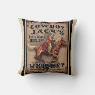 Vieux coussin occidental de whiskey de cowboy