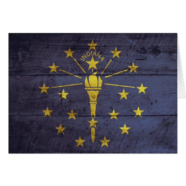 Vieux drapeau en bois de l'Indiana (Devant Horizontal)