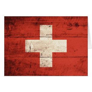 Vieux drapeau suisse en bois
