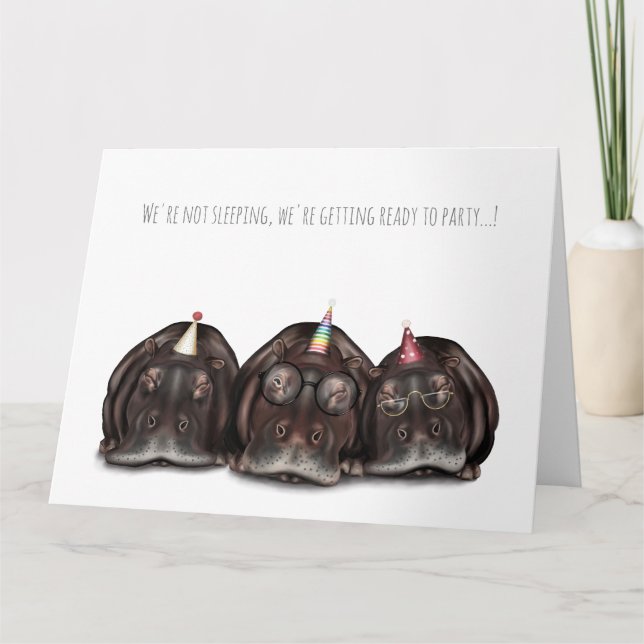 Vieux Hippopotame dormant Carte d'anniversaire Hip (Devant)