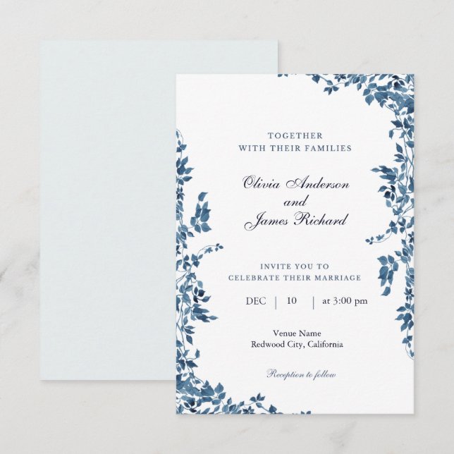 vieux mariage, invitation de mariage vintage (Devant / Derrière)