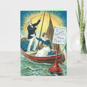 Vieux Noël Carte Nouvel An Vintage