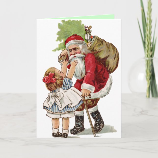 Vieux Noël Carte Vintage Père Noël (Devant)