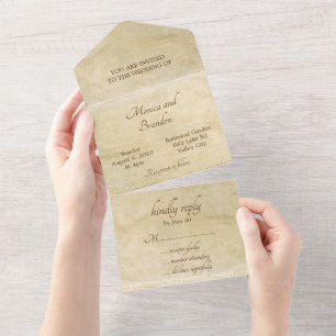 Vieux Papier Vintage Mariage Tout En Un Invitation