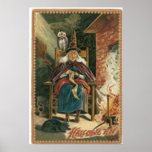 Vieux Poster vintage de sorcière de crone