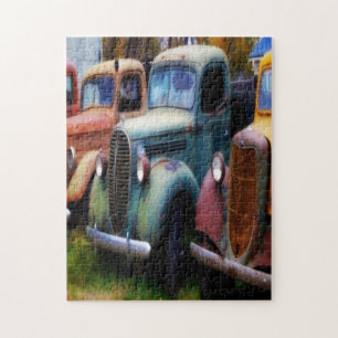 Vieux puzzle classique de camions