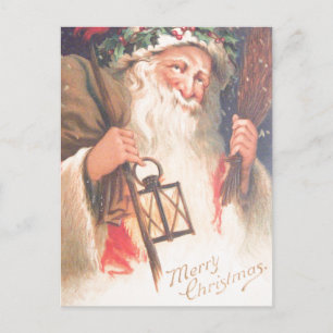 Vieux Saint Nicolas avec Lanterne Vintage carte po