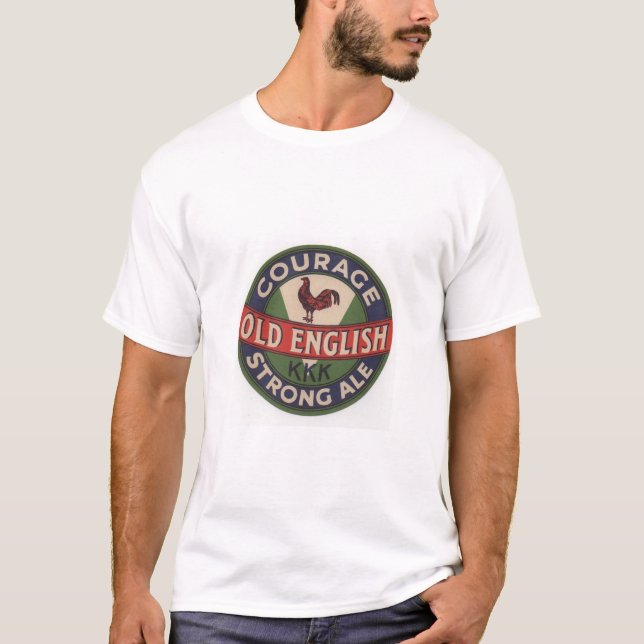 Vieux T-shirt anglais de bière anglaise de courage (Devant)