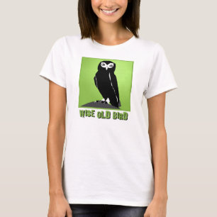 Vieux T-shirt sage d'oiseau - hibou en vert