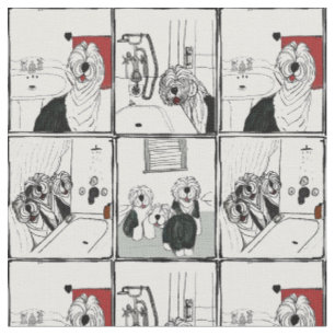 Vieux tissu anglais de salle de bains de chiens de