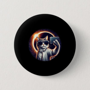 View American Totality 2024 Funny Selfie Cat Solar 2 Inch Round Button