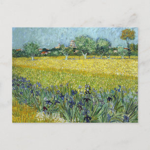 View At Arles With Irises by Vincent Van Gogh Postcard
