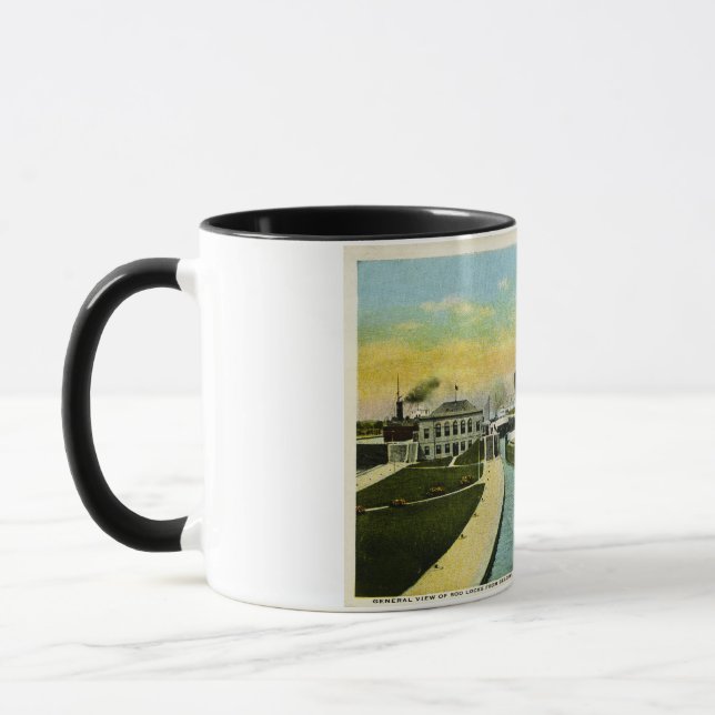 View Below the Soo, Soo Locks, Michigan Mug (Left)