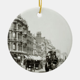 View down Oxford Street, London (b/w photo) Ceramic Ornament