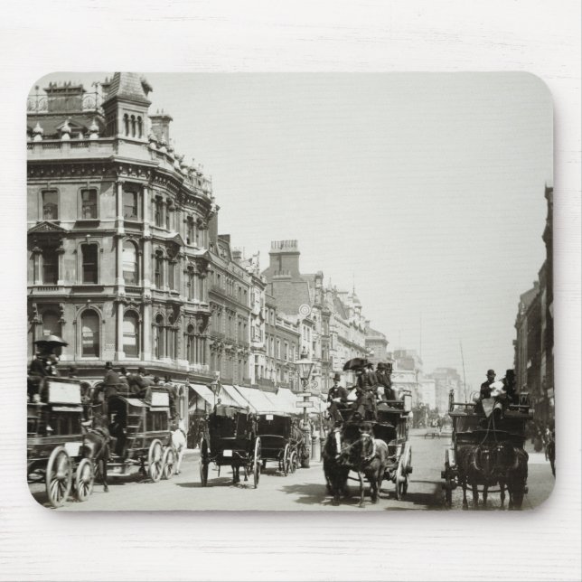 View down Oxford Street, London (b/w photo) Mouse Pad (Front)