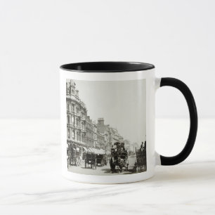 View down Oxford Street, London (b/w photo) Mug