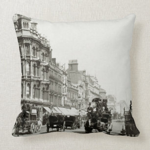 View down Oxford Street, London (b/w photo) Throw Pillow