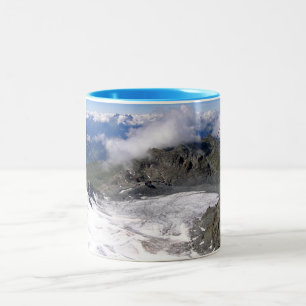 View down the Mont Fort glacier Two-Tone Coffee Mug