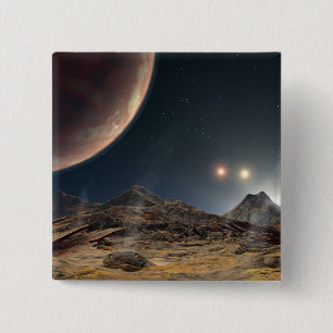 View from a hypothetical moon in orbit 2 inch square button