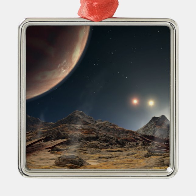 View from a hypothetical moon in orbit metal ornament (Front)