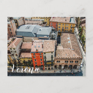 View from above of colorful facades of buildings postcard