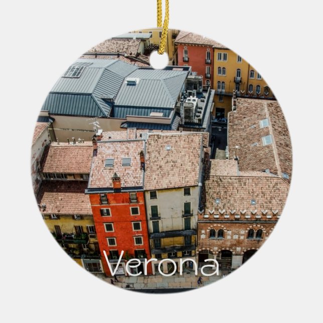 View from above of colourful facades of buildings ceramic ornament (Front)