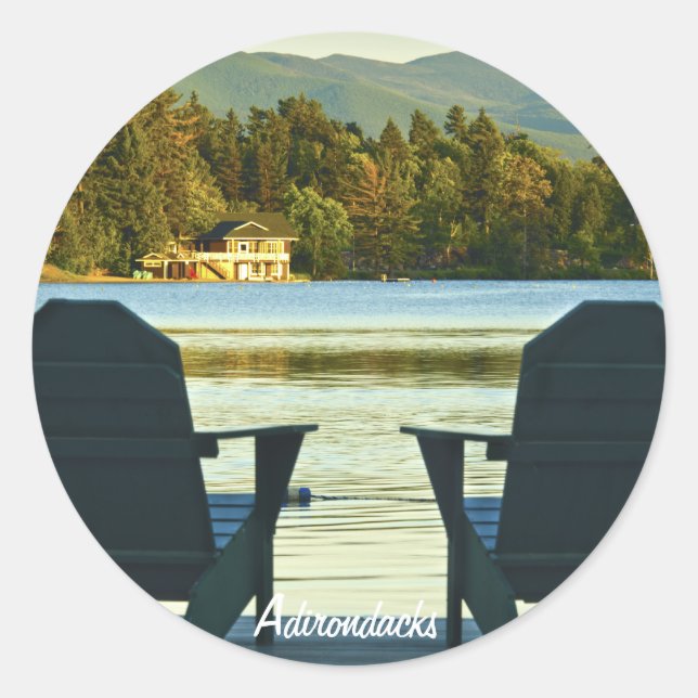 View from Adirondack Chairs in the Adirondacks, NY Classic Round Sticker (Front)
