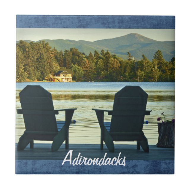 View from Adirondack Chairs in the Adirondacks, NY Tile (Front)