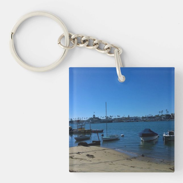 View from Balboa Island, Newport Beach, California Keychain (Front)