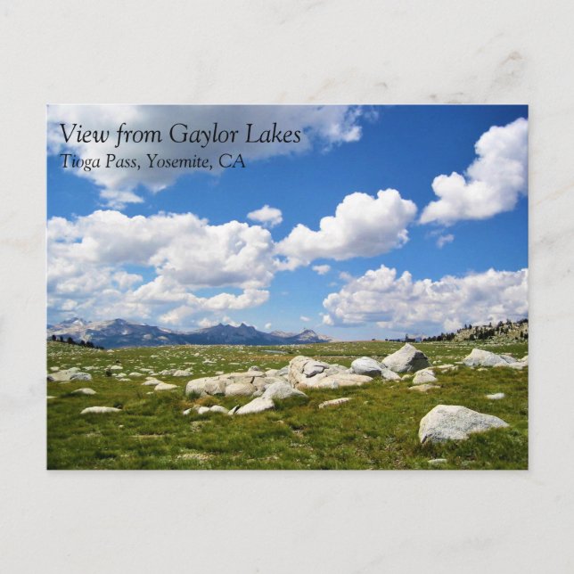 View from Gaylor Lakes Trail, Tioga Pass, CA Postc Postcard (Front)