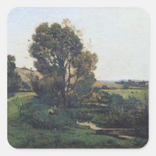 View from Moncel-sur-Seine, c.1868 Square Sticker