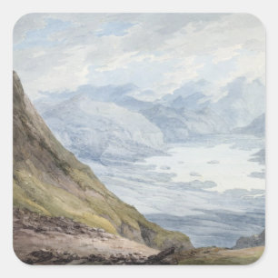 View from Skiddaw over Derwentwater (w/c over penc Square Sticker