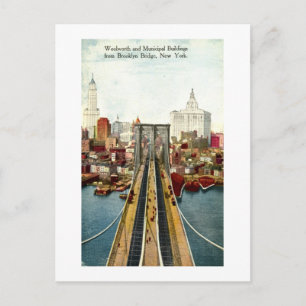 View from the Brooklyn Bridge, NY Vintage Postcard