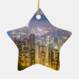 View from The Peak, Hong Kong Ceramic Ornament