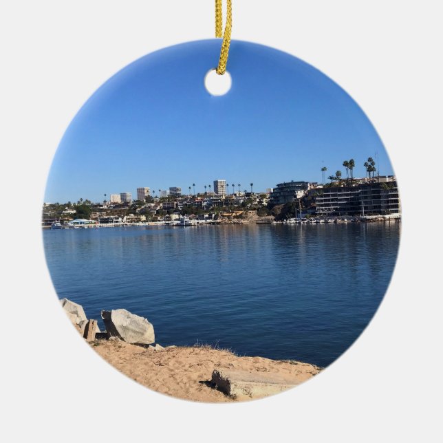 View from the Wedge, Newport Beach, California Ceramic Ornament (Front)
