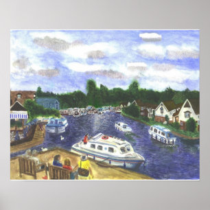 View from Wroxham Bridge Norfolk Broads Poster